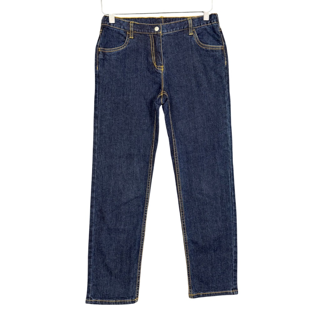 Hanna Andersson Jeans 150 Girls 12 Blue Kid Dark Wash Straight Leg Stretch Denim